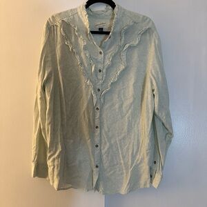 Universal Thread's Light Green Ruffle button up 2x Euc